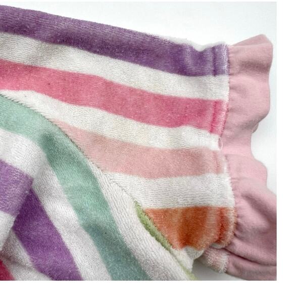 RuffleButts Pastel Rainbow Striped Hooded Swim Terry Coverup - Picture 5 of 6